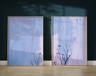 Abstract Bird Silhouette Print Set: Modern Pastel Art (Digital Download)