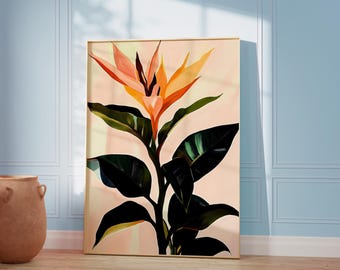 Tropical Leaves Wall Art: Pastel Pink & Green Botanical Print (Digital Download)