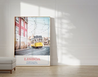 Lisbon Travel Poster – Vintage Tram Street Photography Wall Art(Digital Download)