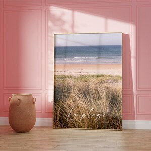 Impresión vintage de playa francesa, La Mer, paisaje marino de Bretaña, póster de vacaciones en la playa, arte mural para decoración del hogar, sala de estar, comedor.
