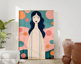 Female Figure Art Print: Elegant Pastel Colors (Digital Download)