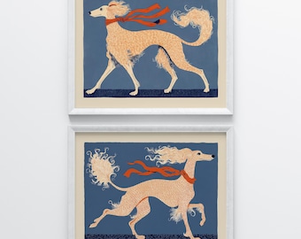 Sighthound Print Set, Mid-Century Dog Wall Art (Digital Download)