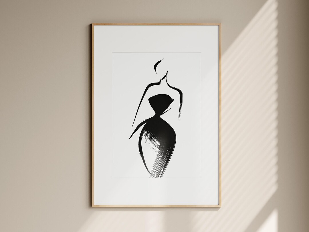 Minimalist Woman Line Art Print, Abstract Female Figure (digital ...