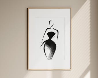 Minimalistische Frau Linie Kunstdruck, abstrakte weibliche Figur (Digitaler Download)