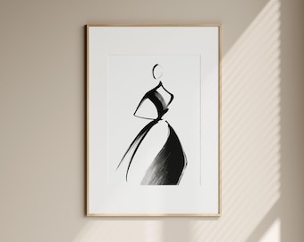Minimalistische Weibliche Figur Line Art Print, Abstrakte Frau Poster (Digitaler Download)