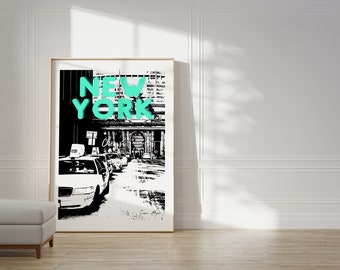New York Cityscape Poster: Minimalist Black and White Wall Art (Digital Download)