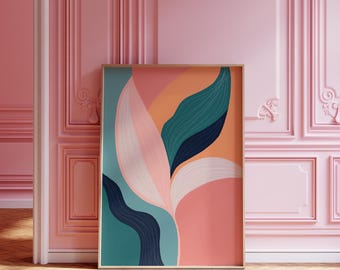 Abstract Leaves Art Print: Modern Botanical Wall Decor (Digital Download)