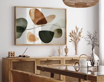 Abstrakter Aquarell Kunstdruck: Olivgrün, Braun (Digitaler Download)