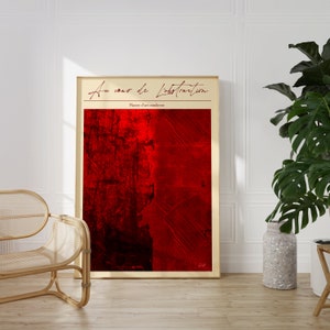 Rotes abstraktes modernes Kunst Poster, leuchtend rote Wandkunst, Wohnzimmer, Büro, Schlafzimmer, Wanddekor, große Wandkunst, Au coeur de l'Abstraction