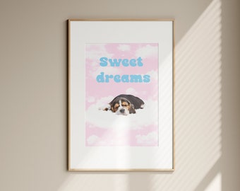 Sleeping Beagle Puppy Print: Sweet Dreams Nursery Decor (Digital Download)