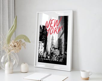 New York Poster Black and White – NYC Wall Art Print (Digital Download)