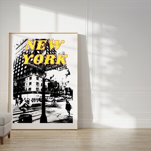 New York Citybild Kunstdruck: Gelbe Graffiti, modern minimalistisch (Digitaler Download)