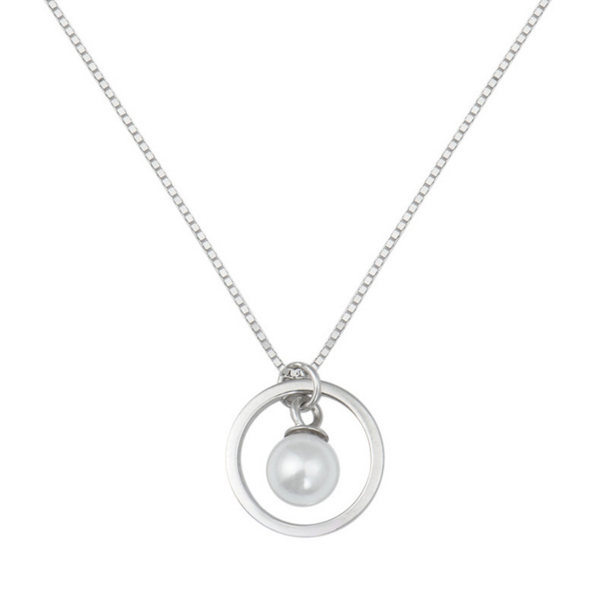 Sterling Silver Circle Pearl Necklace Freshwater Pearl Etsy