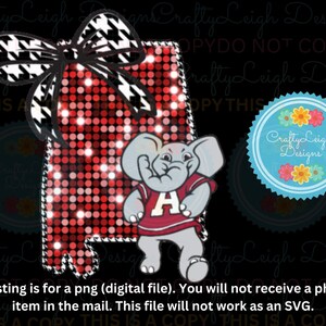 Coquette de fausses paillettes de l'Alabama avec fichier numérique Big AL, Alabama Coquette png, Université de l'Alabama, Roll Tide, Bama, Coquette pied-de-poule