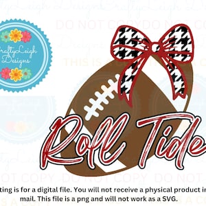 Alabama Football Roll Tide Coquette pied-de-poule, Alabama Coquette png, Fichiers Alabama pour sublimation, Alabama football avec noeud pied-de-poule png