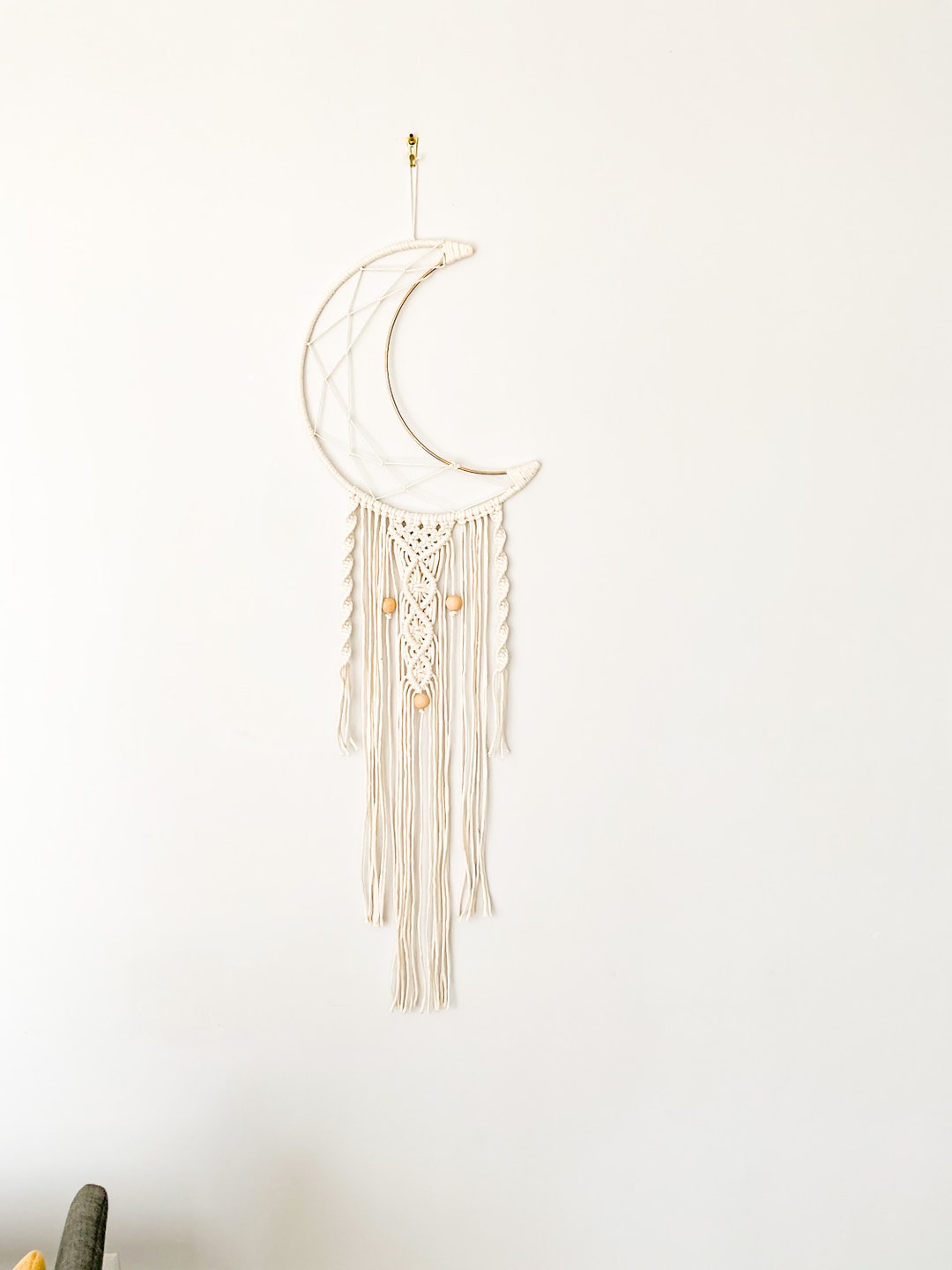 Boho Moon Wall Art, Macrame Moon Wall Hanging, Moon Dreamcatcher, Boho