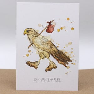 Falco pellegrino da cartolina - altri animali - decorazione di compleanno del biglietto d'auguri ad acquerello