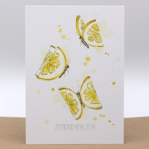 Postkarte Zitronenfalter - andere Tiere - Aquarell Grußkarte Geburtstag Deko