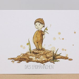 Postkarte Erdmännchen - andere Tiere - Aquarell Grußkarte Geburtstag Deko