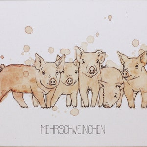 Impression d’art multi-cochons d’Inde A5 imprimé animal image de carte-cadeau