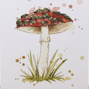 Impression d’art champignon A5 imprimé animal image de carte-cadeau