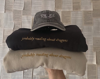 Probably Reading about Dragons Crewneck Sweatshirt | bookish merch | booktok | fourth wing