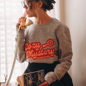 Cozy Mystery and Chill Unisex Organic Cotton/Recycled Polyester Sweatshirt| White | Grey