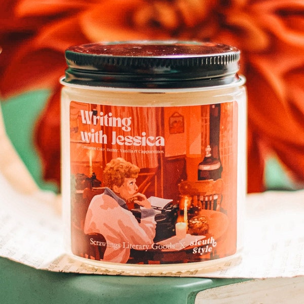 PRE-ORDER - Murder She Wrote candle | Jessica Fletcher fandom based candle | Cinnamon cake, butter, vanilla, cappuccino | Soy wax blend