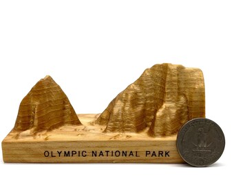 Olympic National Park rock formations at Shi Shi Beach; solid wood topographical model; National Park souvenir and gift for hiker