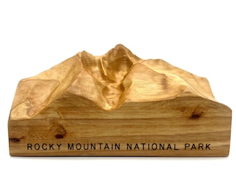 Rocky Mountain National Park souvenir featuring Longs Peak; solid wood landscape topography carving; National Park memento, gift for hiker