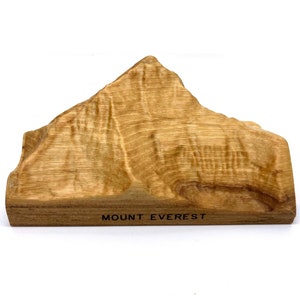 Mount Everest mini sculpture; solid wood topographic mountain carving; climber souvenir and adventurer gift for hiker, backpacker, explorer