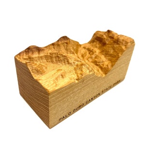 Palo Duro Canyon State Park wood carving; solid wood topographical model; Texas State Parks souvenir and gift for hiker, climber