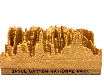 Bryce Canyon National Park wood carving; solid wood hoodoo topography souvenir; National Park model and gift for hiker, climber, explorer