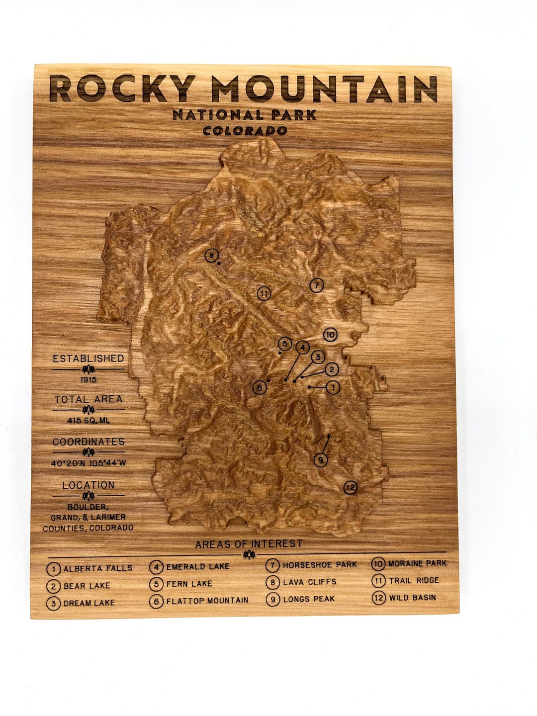 Rocky Mountain National Park Topographic Map, Carved From a Solid Block ...