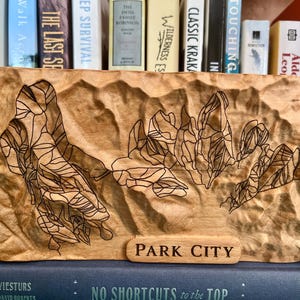 3D-Holzkarte Park City Mountain Resort - Handgefertigtes Topographiemodell mit lasergravierten Skispuren – Perfektes Geschenk für Skifahrer & Snowboardfahrer