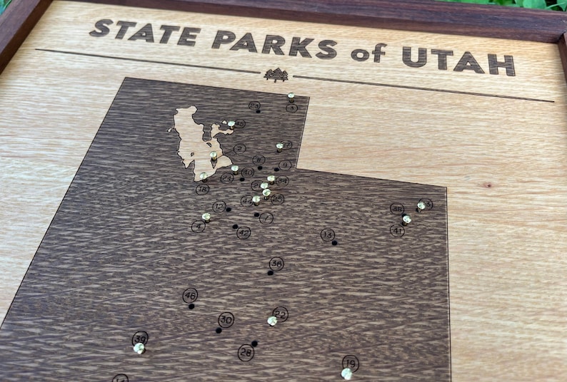 Utah State Parks Push Pin Map Wooden Travel Tracker Map of the Utah