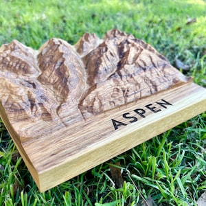 Aspen Mountains Wandbehang, komplett mit den vier Skibergen; Topographische 3D-Schnitzerei der Skiorte in Aspen; Aspen Colorado Geschenk