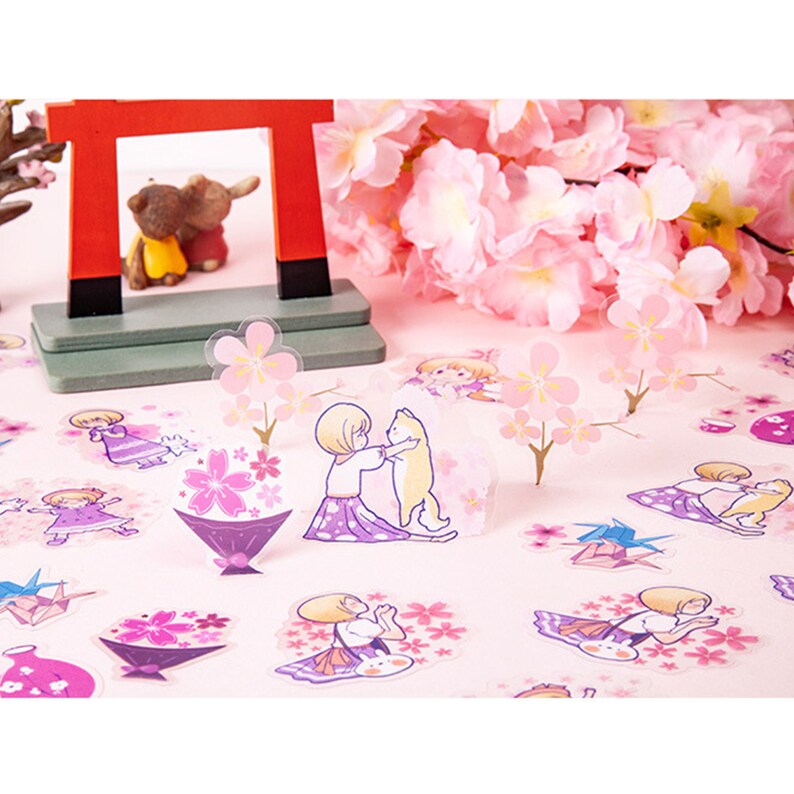 Planner Sticker 30pcs,Kimono Girl stickers,cute stickers Sticker set Sakura Party kawaii stationary Scrapbook journal sticker