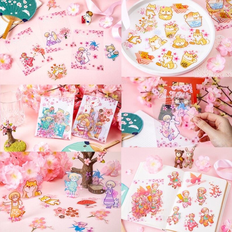Planner Sticker 30pcs,Kimono Girl stickers,cute stickers Sticker set Sakura Party kawaii stationary Scrapbook journal sticker