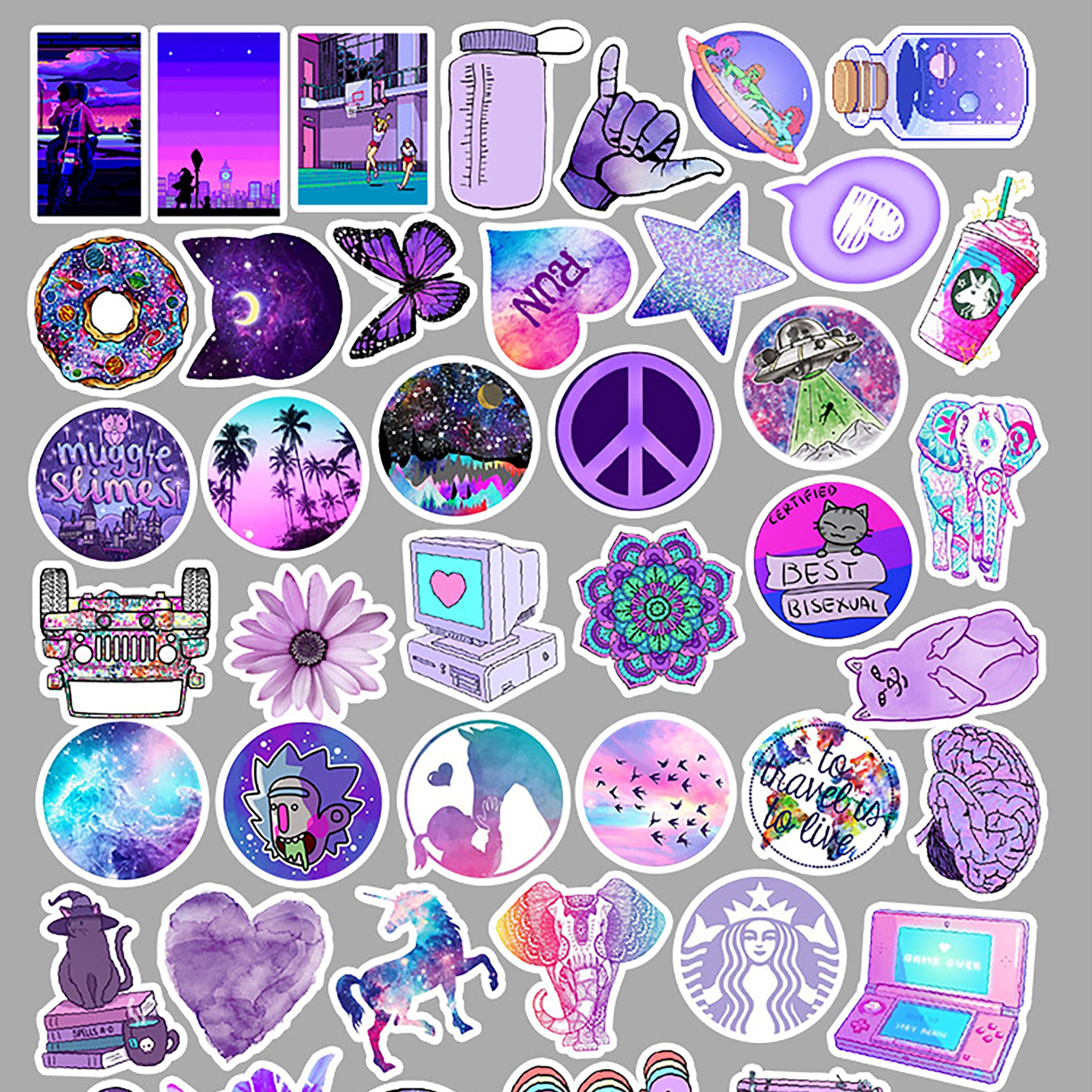 50pcs Purple stickers Fresh stickers Purple fresh | Etsy