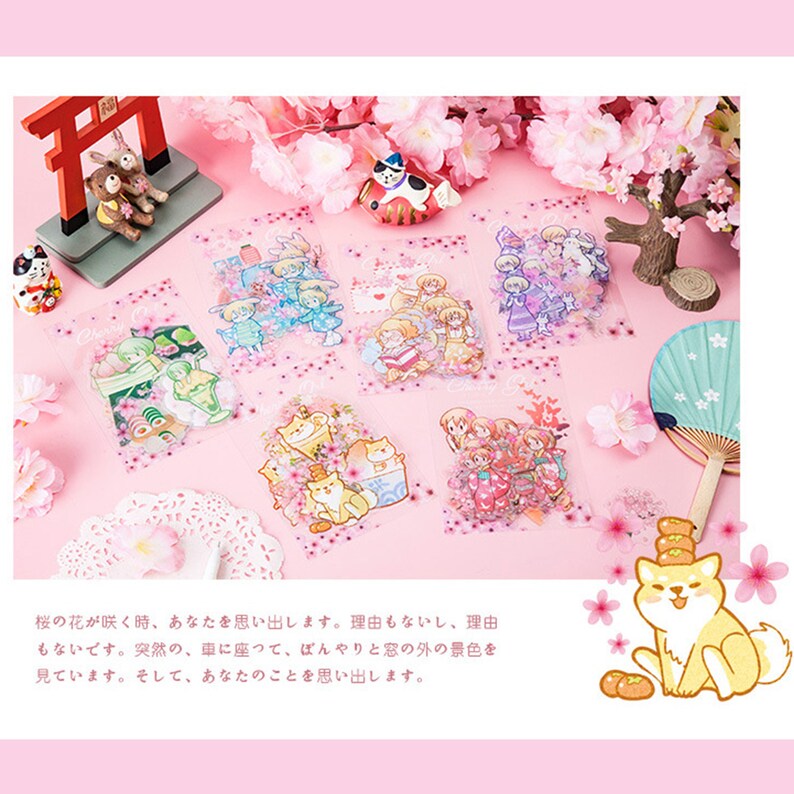 Planner Sticker 30pcs,Kimono Girl stickers,cute stickers Sticker set Sakura Party kawaii stationary Scrapbook journal sticker