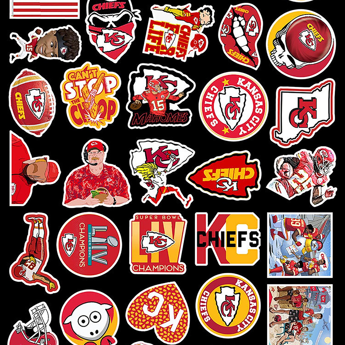 50pcs Kansas City Chiefs StickersNFL stickersKC stickers Etsy