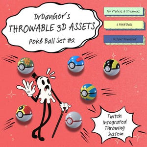Throwable Pokeball Pack #2|Assets for Streaming|Twitch Integrated Throwing System|MODEL FILES Included for other uses