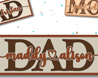 Placa de presente personalizada para pai, pai e avô | Decoração rústica feita à mão para casa | Placa de madeira personalizada para crianças | Placa personalizada para pai, pai e avô
