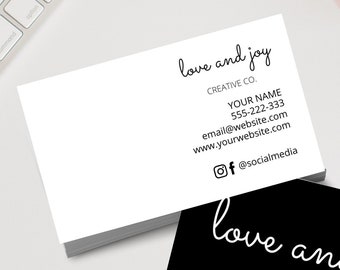 Minimalist Black and White Business Card template, INSTANT DOWNLOAD, Editable, Printable, DIY template #04