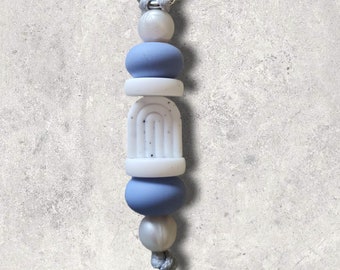 Rainbow Arch Serenity Baby Bag Tag or Keyring | Blueish/Purple White Tones Silicone Bead | Boho Design | Keyring | Custom Design | Handmade