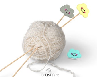 Clouds Knitting Needle Stoppers Silicone | Stitch stoppers | Silicone | AU | 2 pack