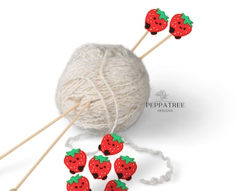 Strawberry Knitting Needle Stoppers Silicone | Fruit | Stitch stoppers | Silicone | AU | 2 pack
