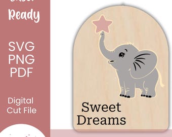 Elephant Nursery Decor | Custom Baby Name Door Sign | Neutral Woodland Nursery - SVG File