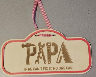 Papa's garage | Garagebord PAPA | Garagedecor | Bord autokamer | Houten garageplaat | Decor garage wandbord